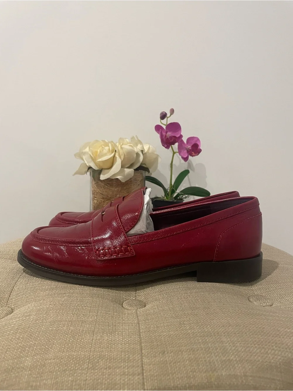 Tory Burch Chelsea Red Penny Loafers - Size 8 - Picture 9 of 16